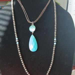 Elegant Turquoise and Silver Necklace Set